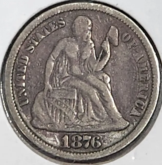 1876 CC Seated Liberty Dime VF 10c US Silver Coin