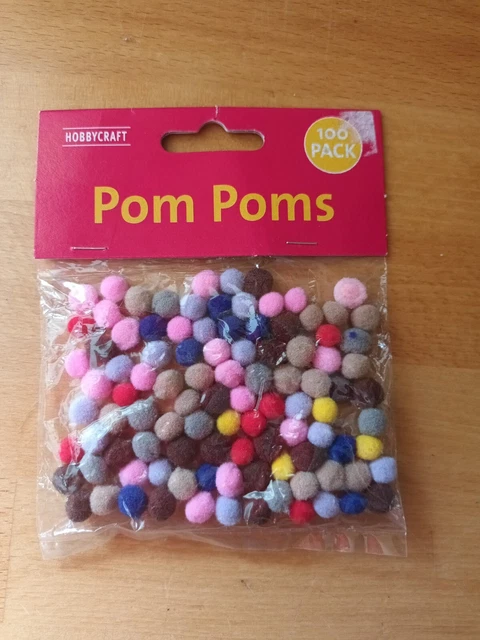 Pom Poms By Hobbycraft, Multicoloured New In Original Packaging