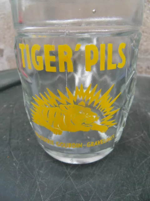 Ancienne chope verre a biere TIGER PILS Brasserie Gourdin de Gravelines