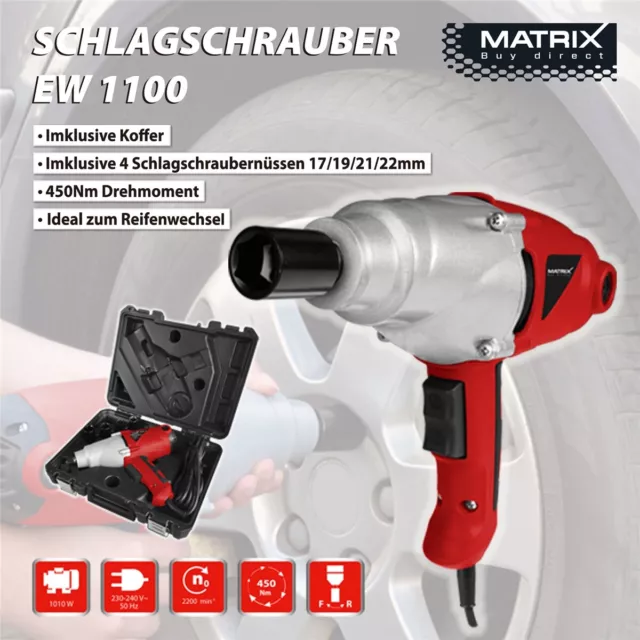 MATRIX EW 1100 Schlagschrauber elektro 230V Reifenwechsel Auto inkl. Stecknüsse