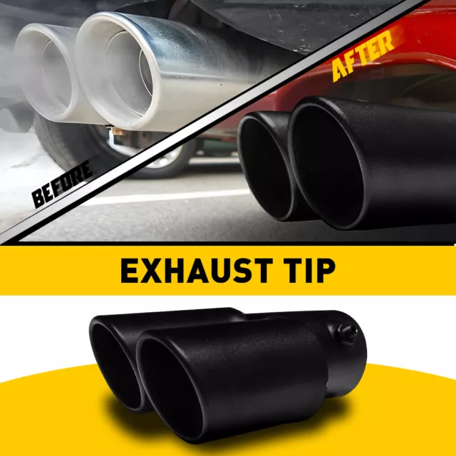 1/2Set Matte Black Car Auto Stainless Steel Dual Exhaust Pipe Muffler Tip Tail