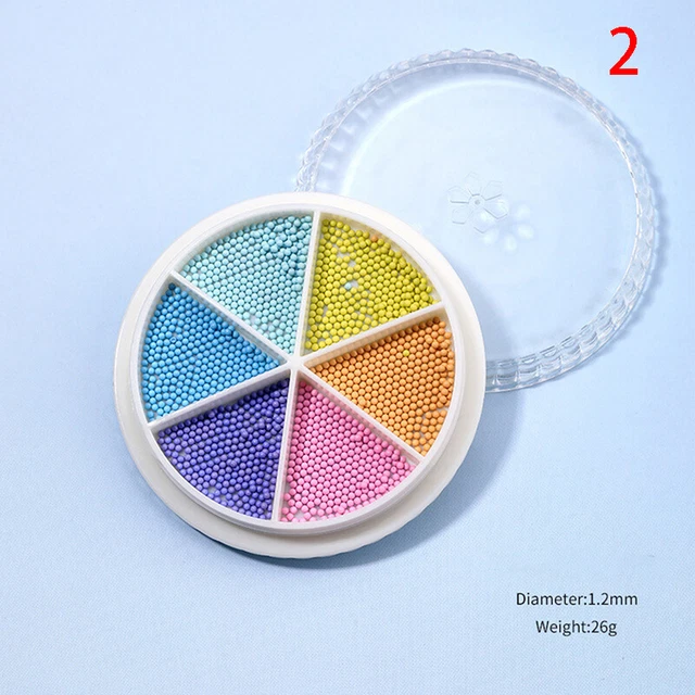 6 Grids Nail Art Tiny Steel Caviar Beads 1-3mm Mixed Size 3D Colorful Nail Be ba