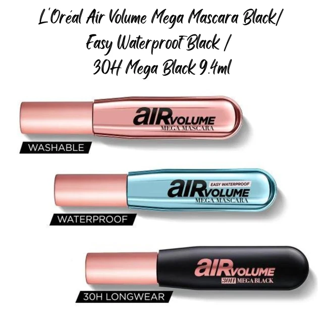 Loreal Paris Air Volume Mega / Waterproof Or Mega Black Mascara 9.4ml