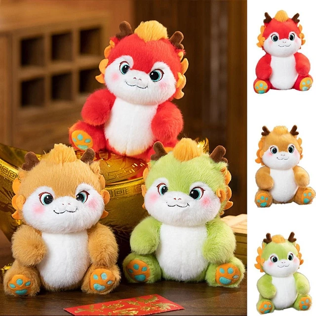 Red Dragon Mascot Plush Toy Three-Dimensional Chinese Dragon Toy  Children