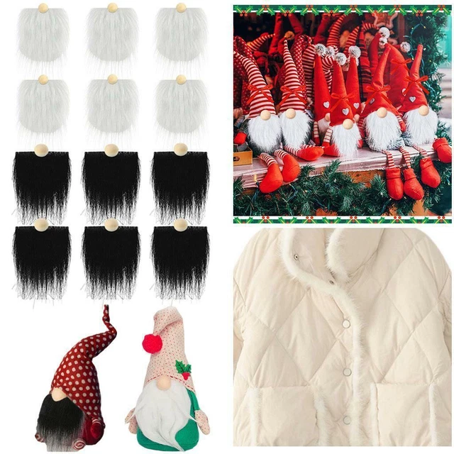 12X Pieces Pre-Cut Faux Fur Beard And Unfinished Wood Balls DIY Gnome Craft