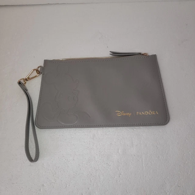 NEW GREY PANDORA Disney Mickey Mouse Clutch Pouch Bag Travel