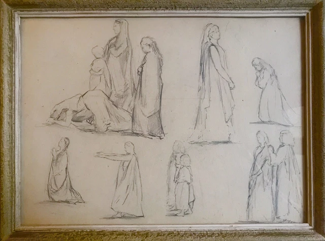 ÉTUDE DE PLANTE et TRONC d'ARBRE DESSIN ANCIEN Ecole Française XIXe