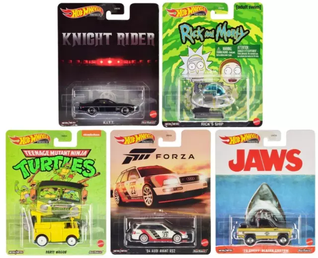 Official Hot Wheels Retro Entertainment Premium Diecast Model Cars Full Set of 5