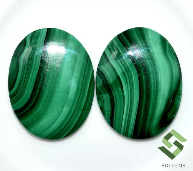 26.86 CTS Natural Malachite Oval Cabochon Pair 21x16 mm Untreated Loose Gemstone