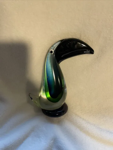 Mid Century Modern Murano Art Glass Toucan Bird Sculpture With No Tag