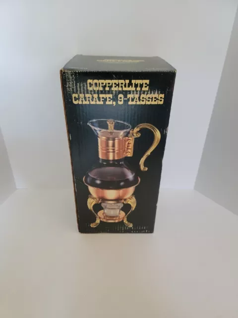 Antique National Silver Company COPPERLITE CARAFE 9-TASSES NIB