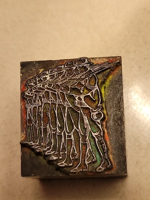Vintage Metal Die Stamp, Military Soldiers