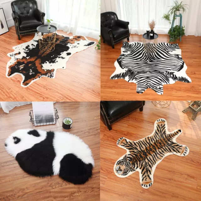 Animal Skin Area Rug Faux Fur Cowhide Carpet Floor Mat Bedroom Living Room Decor