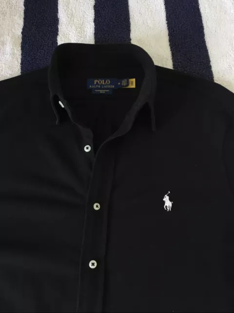 Mens Ralph Lauren Black ‘Featherweight Mesh’ Shirt In Medium