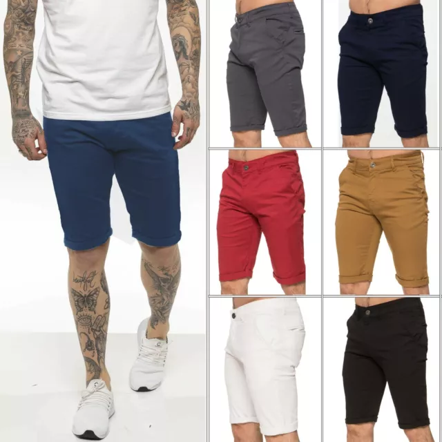 Enzo Mens Chino Shorts Slim Fit Cotton Stretch Casual Summer Beach Half Pants