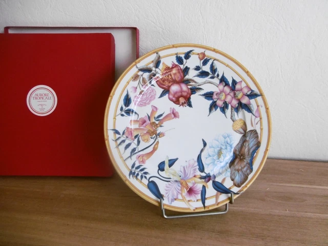 Grande Assiette Ou Plat Porcelaine De Paris Decor Aurore Tropicale