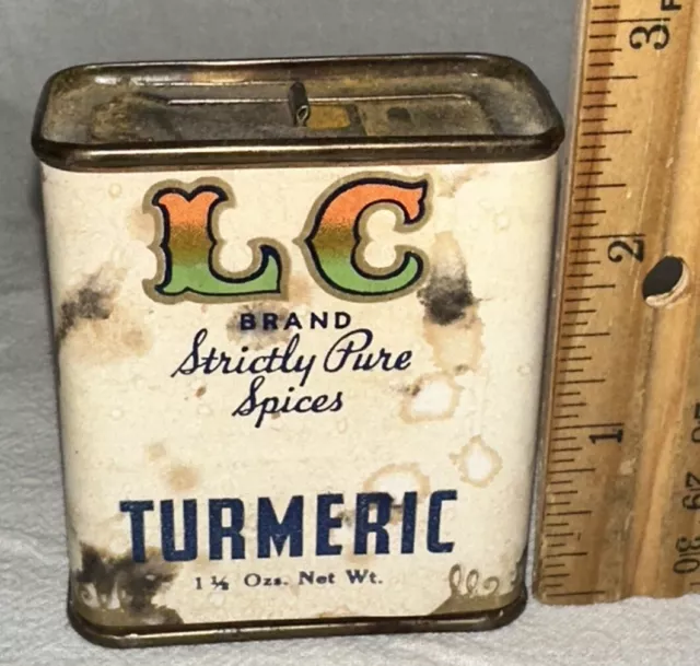 Antique Lc Mercantile Turmeric Spice Tin Dixon Il Country Store Grocery Can