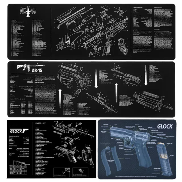 Gun Cleaning Rubber Mat Parts Instructions Mouse Pad For AR15 AK47 Glock 3 Size