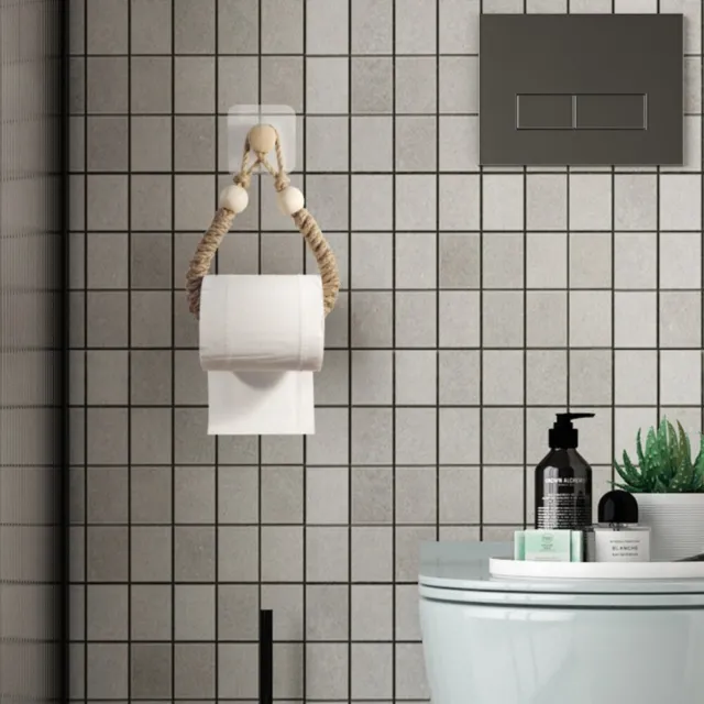 Hand-woven Paper Roll Holder Hemp Rope Towel Rack Face Towel Holder  Bathroom