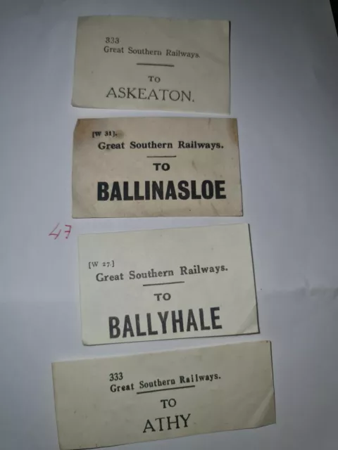 Askeaton Athy Ballinasloe Ireland railway labels Great Southern Railways B/hale