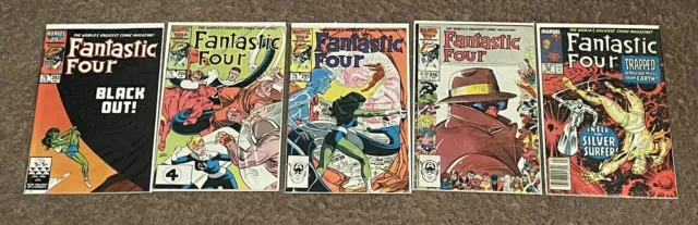 Fantastic Four Marvel Lot Of 5 Comic Books #293 - #325 Bronze Age Silver Surfer