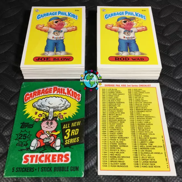 GARBAGE PAIL KIDS 3rd SERIES 3 COMPLETE 88-CARD SET 1986 +FREE WAX WRAPPER OS3