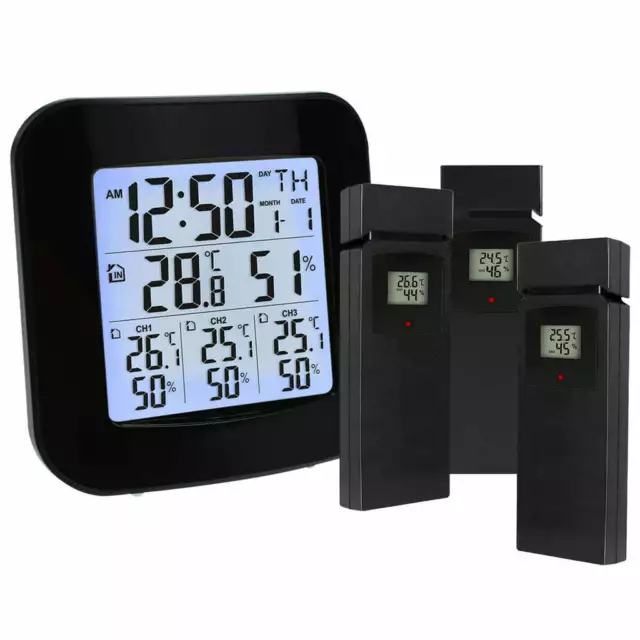 Digital Weather Station with Thermometer and Hygrometer 3 Indoor/ Outdoor Wirele