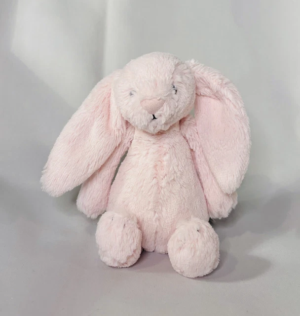JELLYCAT BABY PINK Bashful Bunny Rabbit Rattle Soft Toy Comforter Plush ...