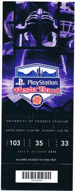 2017 Fiesta Bowl Football Game Full Ticket Penn State vs. Washington Huskies