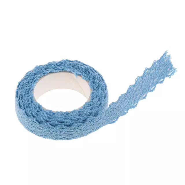 2-4pack 2 Yards 15mm Fabric Lace Washi Tape Self Adhesive Trim Wedding blue