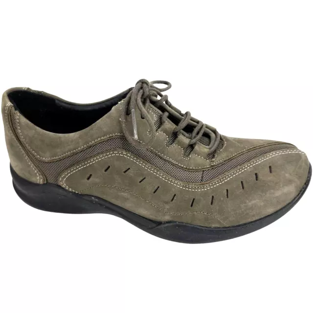 Women's New Clarks Wave Wheel Olive Nubuck Leather Sneaker Shoes size 5M
