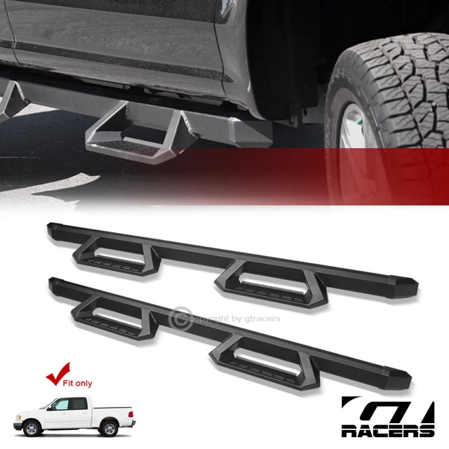 For 2001-2003 Ford F150 Supercrew Cab Matte Black Aluminum Hoop Drop Step Bars