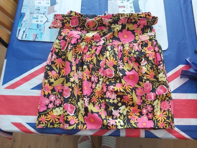 Gonna floreale giallo rosa ragazza regolabile vita isola fiume 11 anni in perfette condizioni