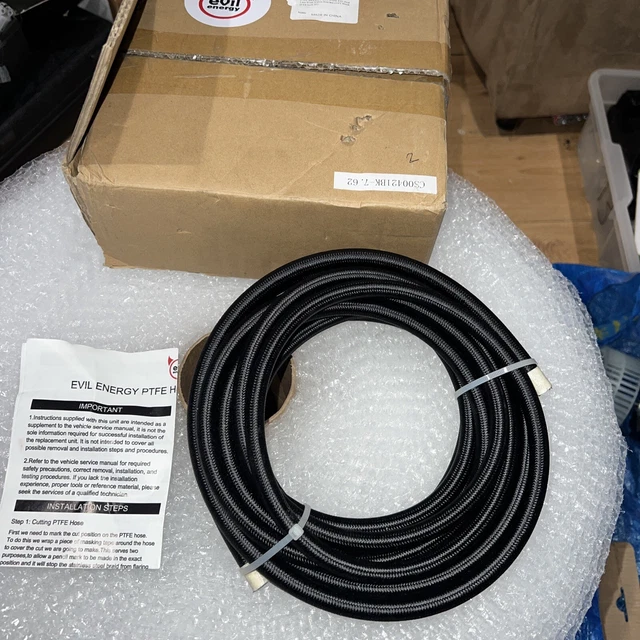 EVIL ENERGY 6AN PTFE Fuel Line E85 Nylon Braided Fuel Hose 25 Ft (5/16Inch ID)