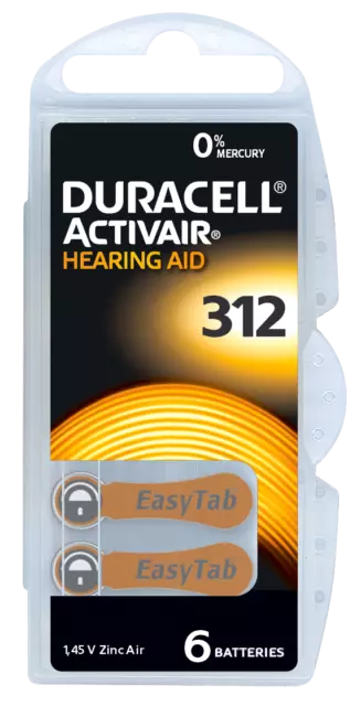 60 x Duracell Activair Hörgerätebatterien 312 Braun Hearing 10 x 6 = 60 Stück