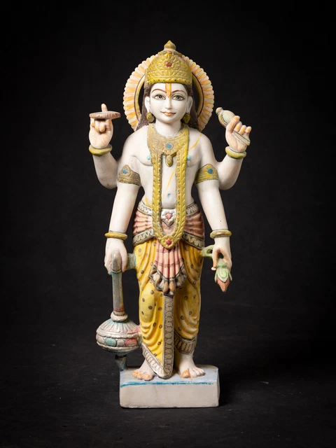Old standing marble statue of Vishnu from India, Middle 20th century