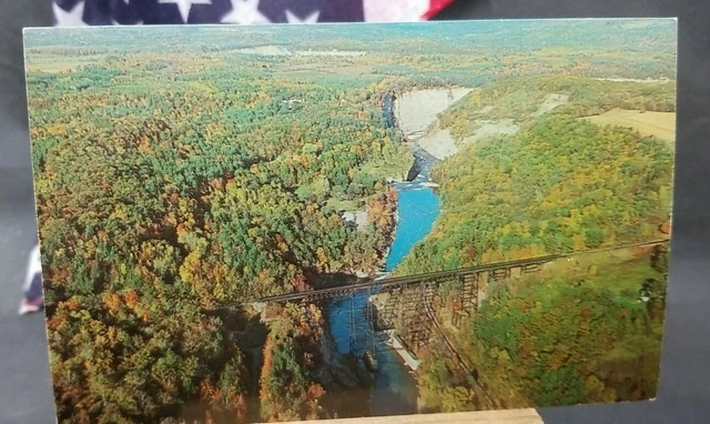 Postcard Aerial View Genesee River Gorge Letchworth State Park Castile NY