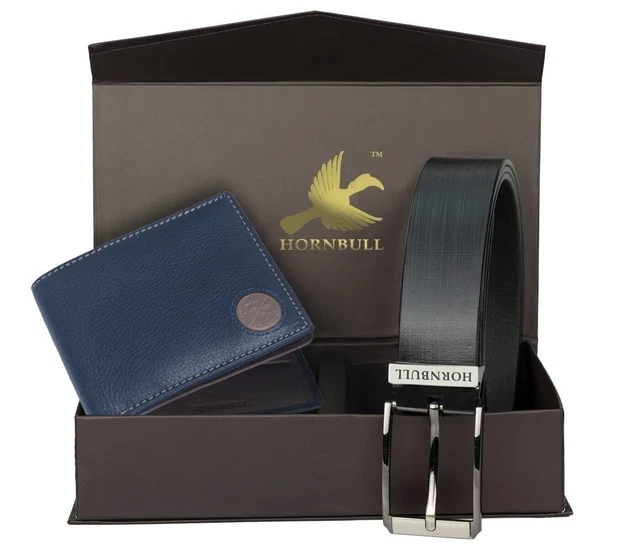 Nuevo Auténtico Hb Único Plegable Cuero HOMBRES Cartera Con Cinturón Combo B7
