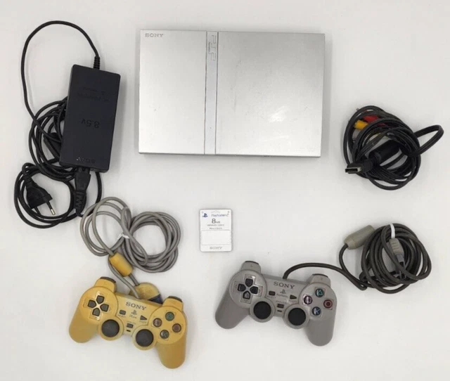 Console Playstation 2 slim Silver avec câbleS + 2 manettes + 1 MC +17 jeux