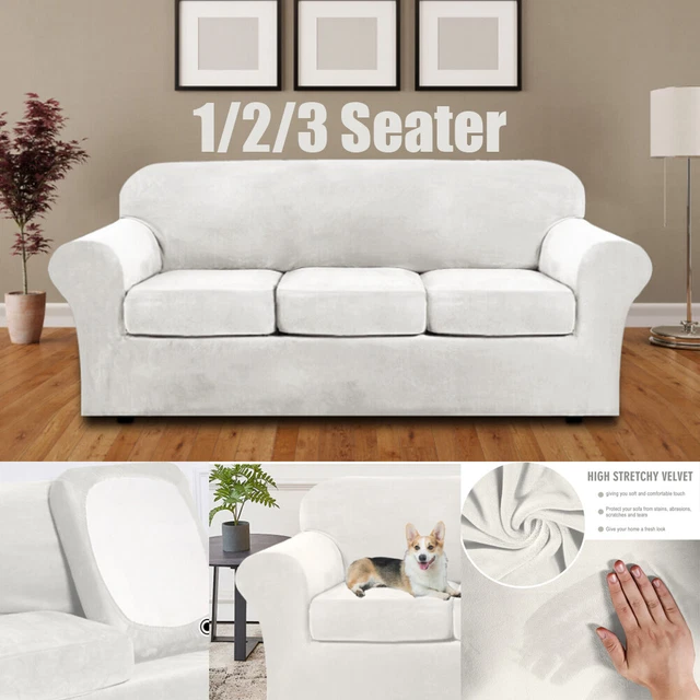 Stretch Velvet Plush Slipcover with Separate Cushion Cover Couch Sofa Covers US