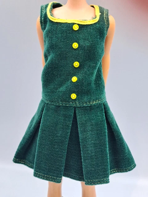VINTAGE BARBIE FRANCIE Pleat Neat Pak Dress Green with Yellow Shoes VGC NO  DOLL $129.99 - PicClick