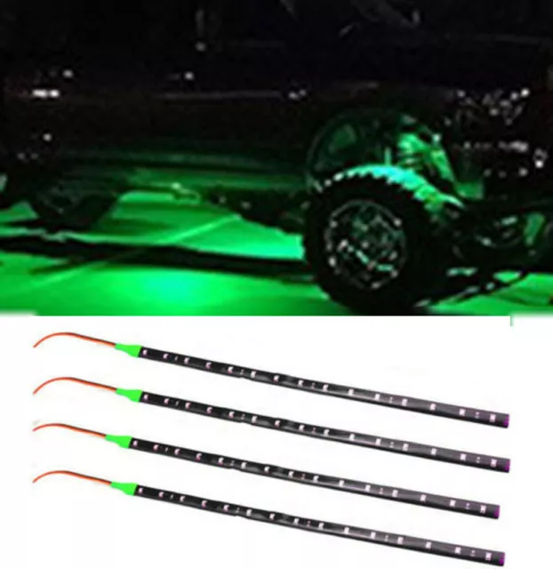 4x Waterproof 12" Flexible Strip Light For ATV UTV Off-road Car Green Motorcylce