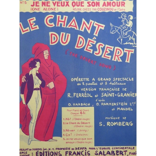 ROMBERG Sigmund Je ne veux que son amour Chant Piano 1930