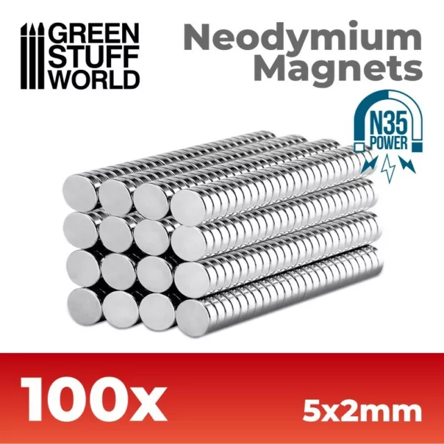 100x Magneti Neodimio - 5x2mm Dischi (N35) - Calamita calamite Warhammer magnets