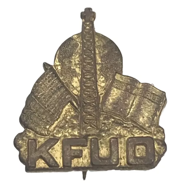 KFUO Radio Gospel St. Louis Missouri Pin Metal Gold Tone Vintage Christian