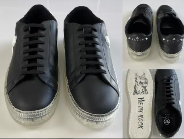 Philipp Plein Coureur Fluo Jupe Baskets Tête de Mort Logo Chaussures Neuf 45