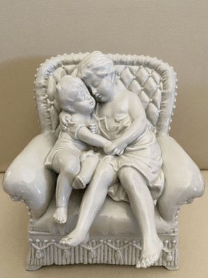 rare... Lotto di due bellissime antiche figure in ceramica di un leone 