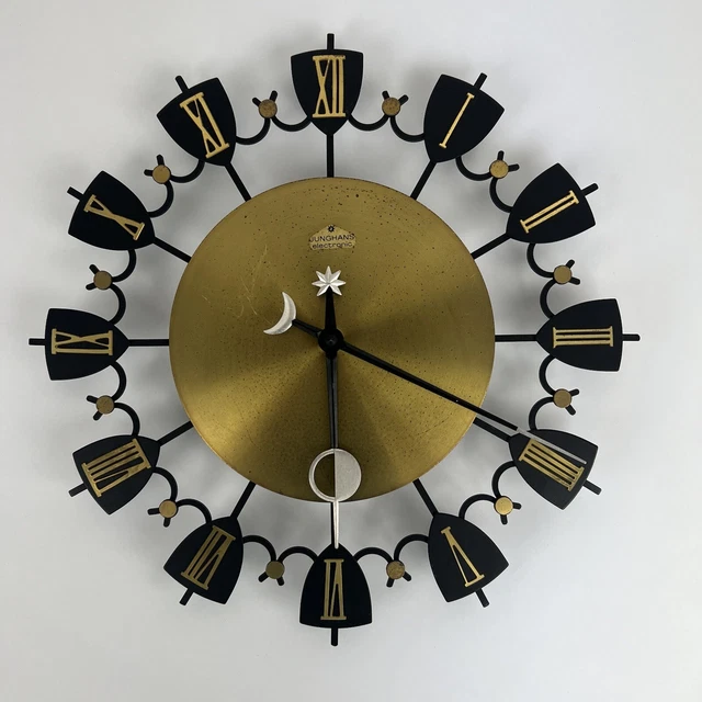 VINTAGE JUNGHANS MODERNIST MCM Wall Clock Battery Operated PARTS NOT