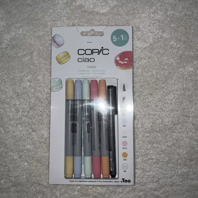 Copic Ciao 5+1 Marker Set - Pastels Pack of 5 + Multiliner Pen sets Brand New