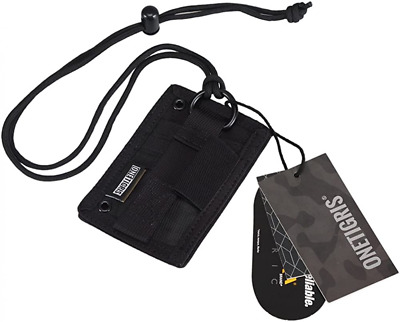 OneTigris Tactical ID Card Holder Hook & Loop Patch Badge Neck Black